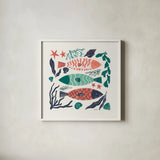 Coastal Reef I by Becky Thorns. Shown in a crisp white glass frame for a clean and minimalist style. Available as an archival giclee rolled canvas, fine art paper, or poster print. SKU 72911a.