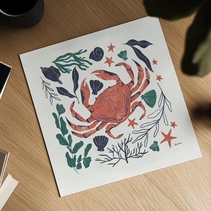 Coastal Reef II by Becky Thorns. Shown as a detailed flat fine art print, highlighting archival giclee quality. Available as an archival giclee rolled canvas, fine art paper, or poster print. SKU 72912a.