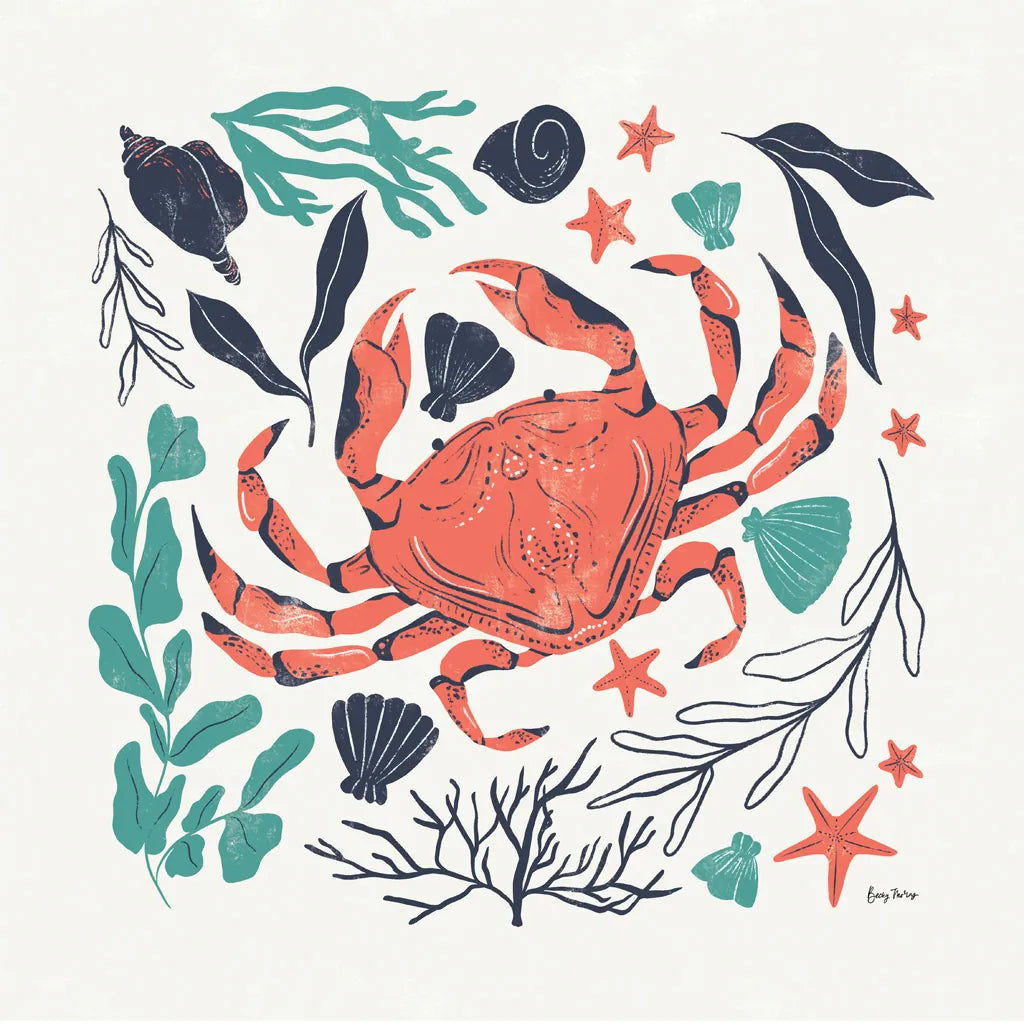 Coastal Reef II Turquoise by Becky Thorns. SKU 76357a. Archival Giclee Fine art print for wall decor.