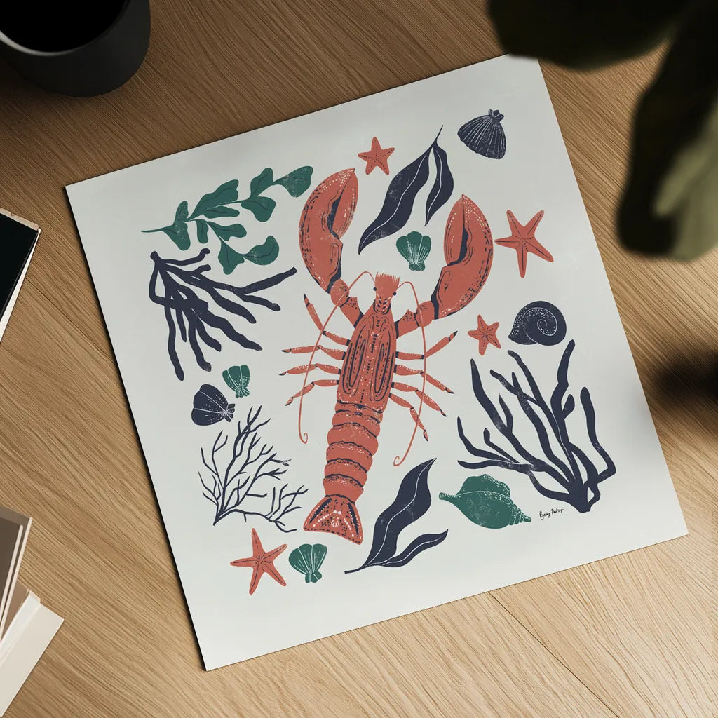 Coastal Reef III by Becky Thorns. Shown as a detailed flat fine art print, highlighting archival giclee quality. Available as an archival giclee rolled canvas, fine art paper, or poster print. SKU 72913a.