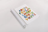 Colorful Alphabet by Becky Thorns. shown as a rolled paper print. Available as archival giclee rolled canvas, fine art paper, or poster print. SKU 59586h.