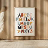 Colorful Alphabet Pastel by Becky Thorns. shown as over sized large wall art. Available as an archival giclee rolled canvas, fine art paper, or poster print. SKU 66560h.