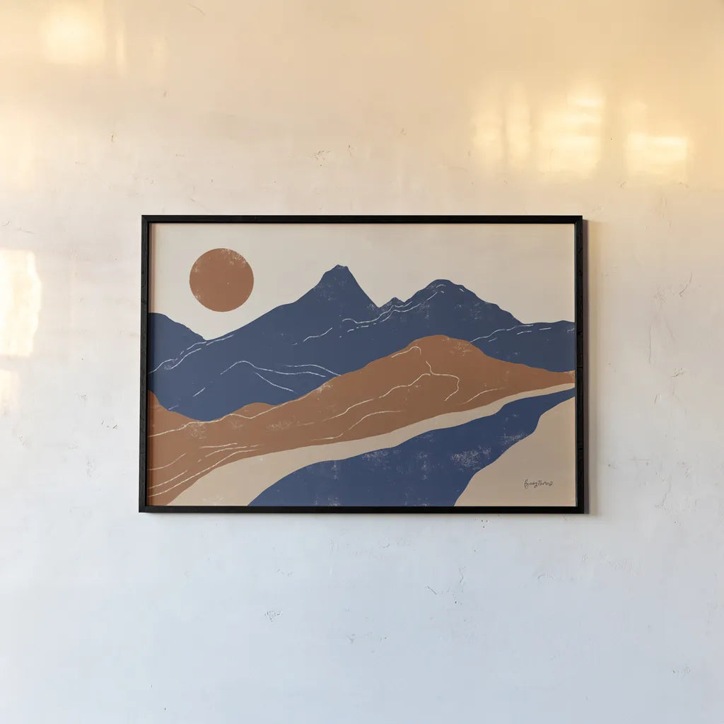 Colorful Peru Trails by Becky Thorns. shown as a paper print in a black flame. Available as a archival giclee rolled canvas, fine art paper, or poster print. SKU 79060i.