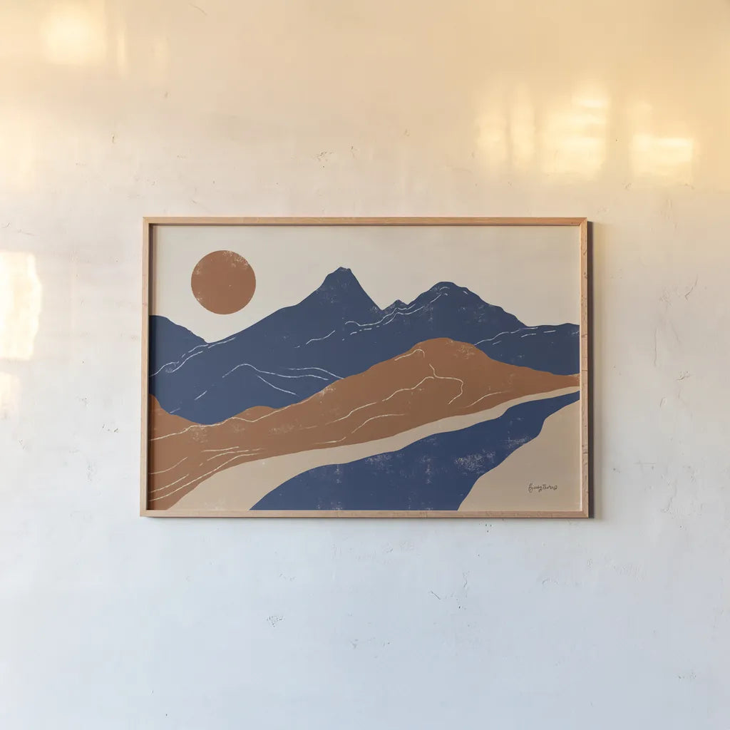 Colorful Peru Trails by Becky Thorns. shown as a paper print in a natural frame. Available as a archival giclee rolled canvas, fine art paper, or poster print. SKU 79060i.