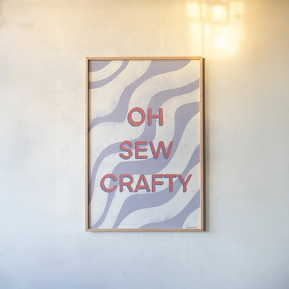 Crafty IV by Becky Thorns. shown as a paper print in a natural frame. Available as a archival giclee rolled canvas, fine art paper, or poster print. SKU 88736h.