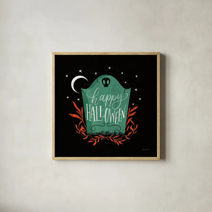 Cute Halloween I by Becky Thorns. Shown in a natural wood glass frame for a timeless modern aesthetic. Available as an archival giclee rolled canvas, fine art paper, or poster print. SKU 74384a.