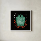 Cute Halloween I by Becky Thorns. Shown in a crisp white glass frame for a clean and minimalist style. Available as an archival giclee rolled canvas, fine art paper, or poster print. SKU 74384a.