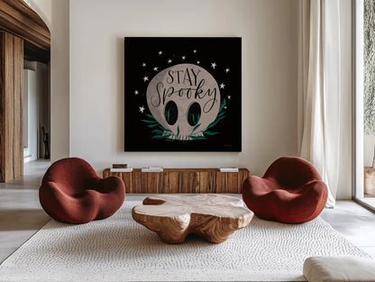 Cute Halloween IV by Becky Thorns. Shown as extra-large giant wall art in a modern living room. Available as an archival giclee rolled canvas, fine art paper, or poster print. SKU 74387a.