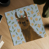 Delightful Alpacas II Floral Crop by Becky Thorns. Shown as a detailed flat fine art print, highlighting archival giclee quality. Available as an archival giclee rolled canvas, fine art paper, or poster print. SKU 58403a.