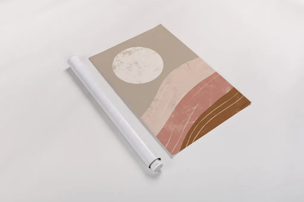 Desert Sunrise I by Becky Thorns. shown as a rolled paper print. Available as archival giclee rolled canvas, fine art paper, or poster print. SKU 69664h.