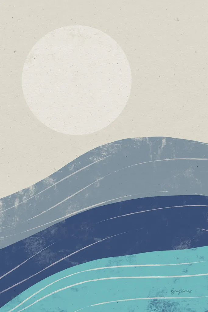 Desert Sunrise I Blue by Becky Thorns. SKU 74762h. Archival Giclee Fine art print for wall decor.