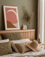 Desert Sunrise II by Becky Thorns. shown as a paper print in a natural frame. Available as a archival giclee rolled canvas, fine art paper, or poster print. SKU 69665h.