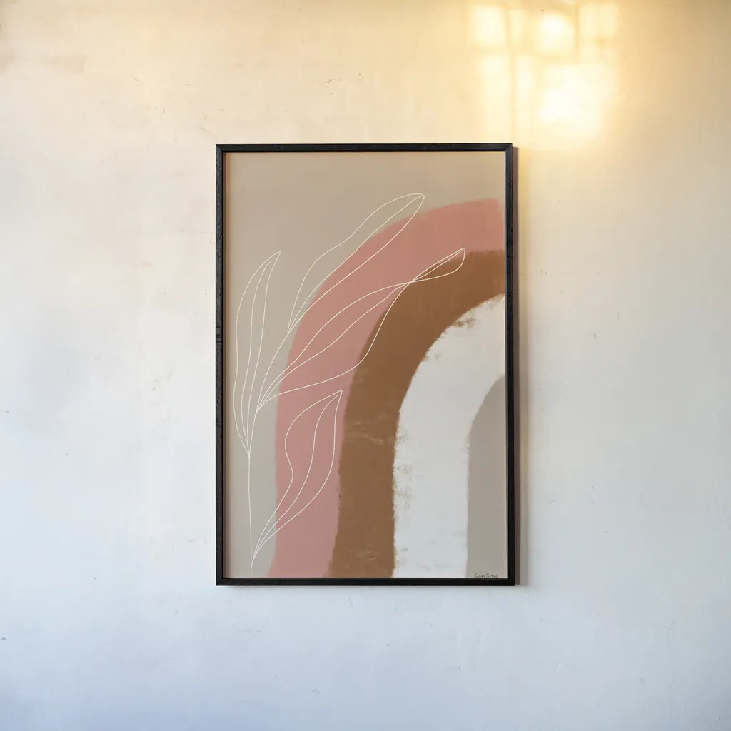 Desert Sunrise III by Becky Thorns. shown as a paper print in a black flame. Available as a archival giclee rolled canvas, fine art paper, or poster print. SKU 69666h.