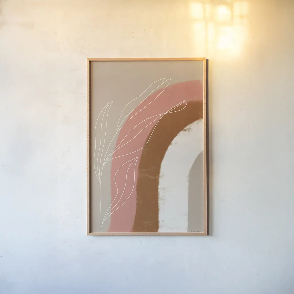 Desert Sunrise III by Becky Thorns. shown as a paper print in a natural frame. Available as a archival giclee rolled canvas, fine art paper, or poster print. SKU 69666h.