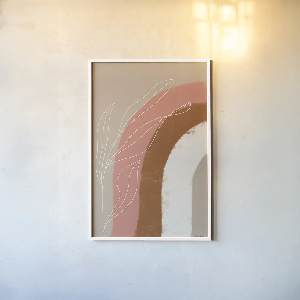 Desert Sunrise III by Becky Thorns. shown as a paper print in a white frame. Available as a archival giclee rolled canvas, fine art paper, or poster print. SKU 69666h.