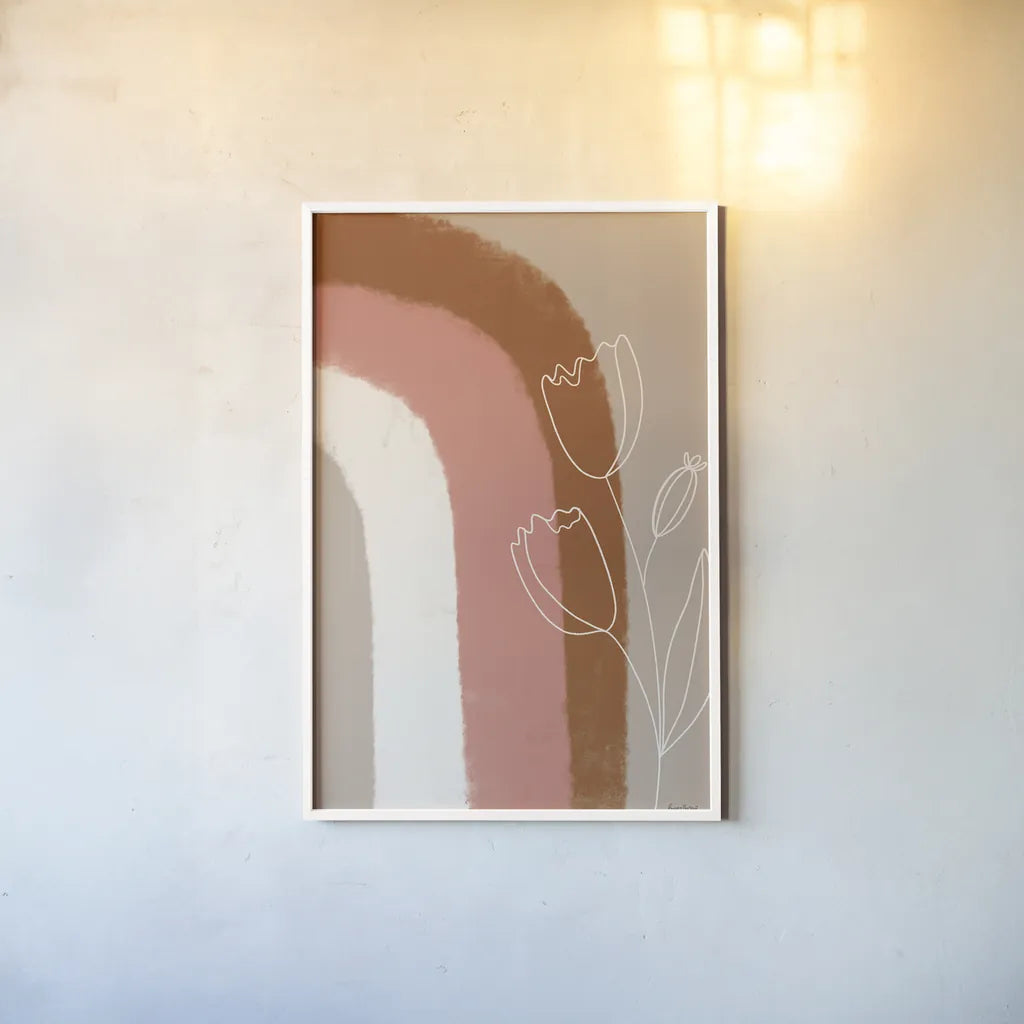 Desert Sunrise IV by Becky Thorns. shown as a paper print in a white frame. Available as a archival giclee rolled canvas, fine art paper, or poster print. SKU 69667h.