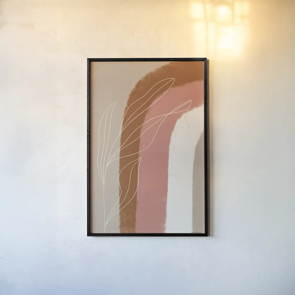 Desert Sunrise V by Becky Thorns. shown as a paper print in a black flame. Available as a archival giclee rolled canvas, fine art paper, or poster print. SKU 75970h.