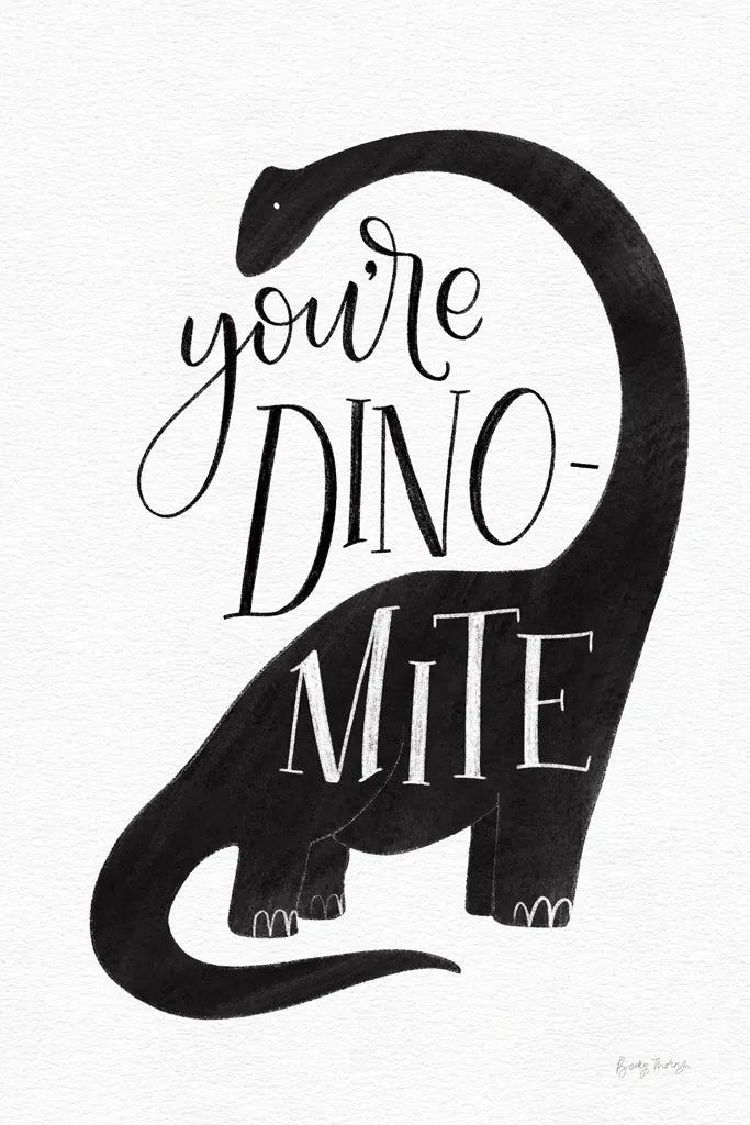 Dinomite BW by Becky Thorns. SKU 61425h. Archival Giclee Fine art print for wall decor.