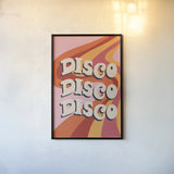 Disco Fever II by Becky Thorns. shown as a paper print in a black flame. Available as a archival giclee rolled canvas, fine art paper, or poster print. SKU 91356h.