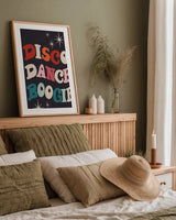 Disco Fever III by Becky Thorns. shown as a paper print in a natural frame. Available as a archival giclee rolled canvas, fine art paper, or poster print. SKU 91357h.