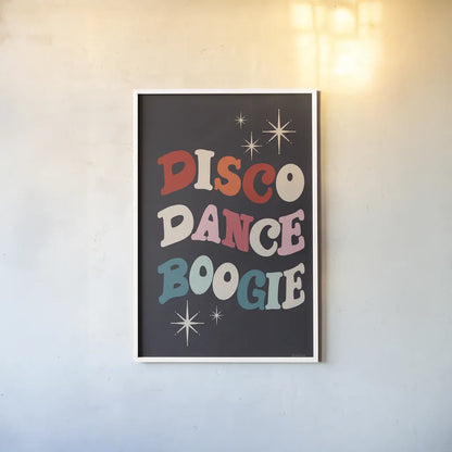 Disco Fever III by Becky Thorns. shown as a paper print in a white frame. Available as a archival giclee rolled canvas, fine art paper, or poster print. SKU 91357h.