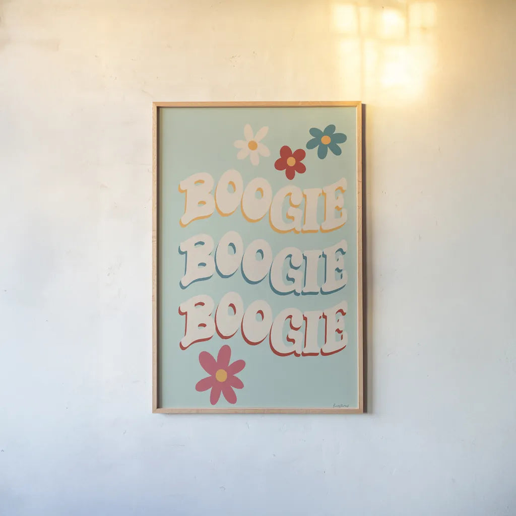 Disco Fever IV by Becky Thorns. shown as a paper print in a natural frame. Available as a archival giclee rolled canvas, fine art paper, or poster print. SKU 91358h.