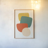Eclectic II by Becky Thorns. shown as a paper print in a natural frame. Available as a archival giclee rolled canvas, fine art paper, or poster print. SKU 65323h.
