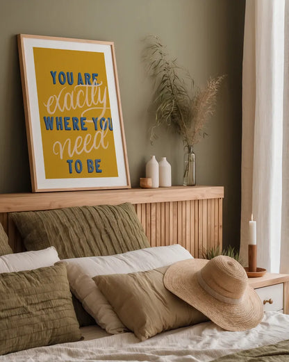 Encouraging Words - Exactly by Becky Thorns. shown as a paper print in a natural frame. Available as a archival giclee rolled canvas, fine art paper, or poster print. SKU 58588h.