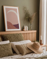Eventide Desert Sunrise II by Becky Thorns. shown as a paper print in a natural frame. Available as a archival giclee rolled canvas, fine art paper, or poster print. SKU 70977h.