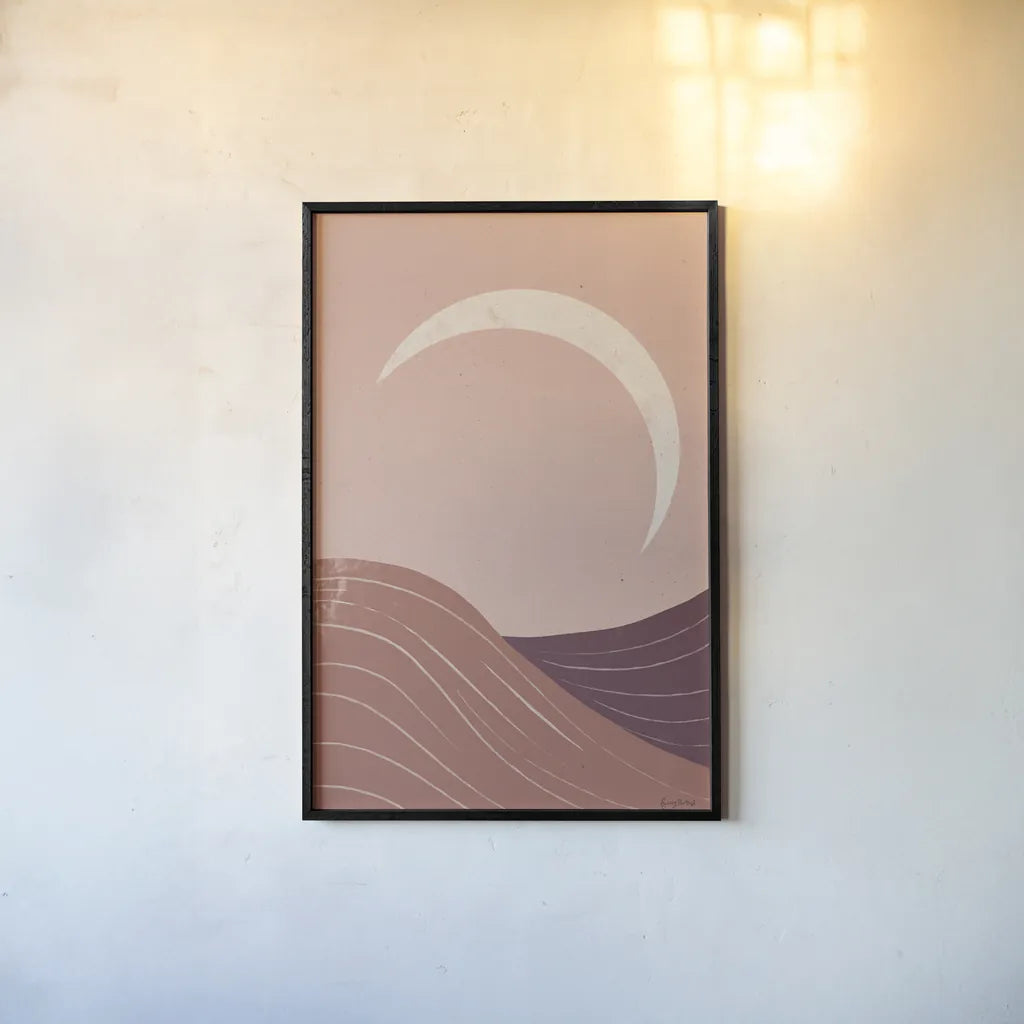 Eventide Desert Sunrise II by Becky Thorns. shown as a paper print in a black flame. Available as a archival giclee rolled canvas, fine art paper, or poster print. SKU 70977h.