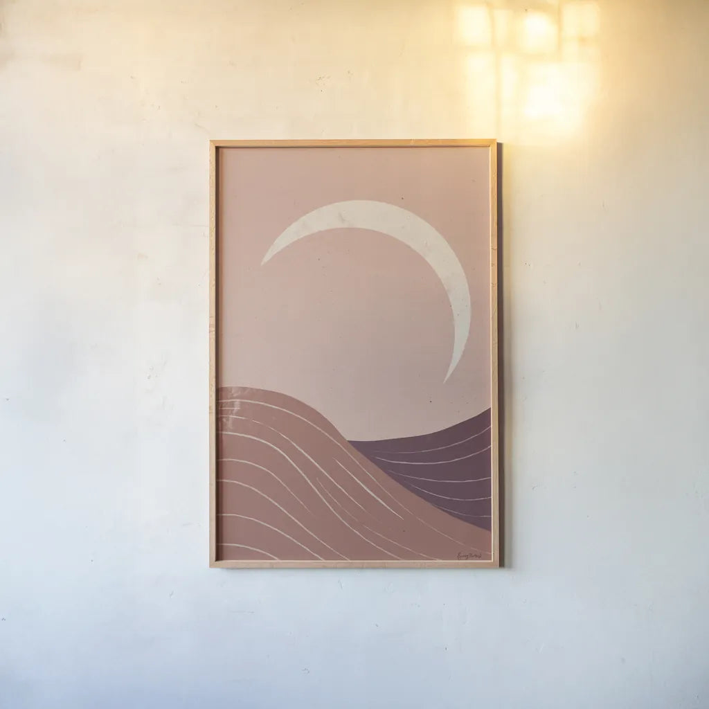 Eventide Desert Sunrise II by Becky Thorns. shown as a paper print in a natural frame. Available as a archival giclee rolled canvas, fine art paper, or poster print. SKU 70977h.
