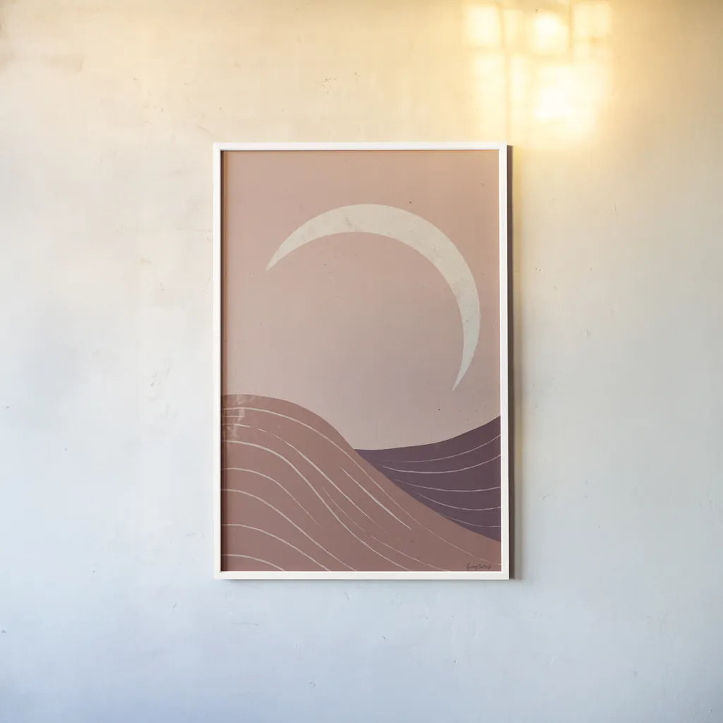 Eventide Desert Sunrise II by Becky Thorns. shown as a paper print in a white frame. Available as a archival giclee rolled canvas, fine art paper, or poster print. SKU 70977h.