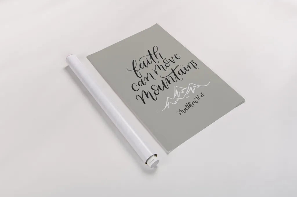 Faith Can Move Mountains by Becky Thorns. shown as a rolled paper print. Available as archival giclee rolled canvas, fine art paper, or poster print. SKU 61720h.