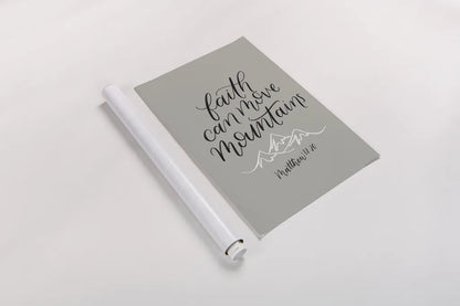 Faith Can Move Mountains by Becky Thorns. shown as a rolled paper print. Available as archival giclee rolled canvas, fine art paper, or poster print. SKU 61720h.