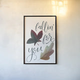 Fallin For You by Becky Thorns. shown as a paper print in a black flame. Available as a archival giclee rolled canvas, fine art paper, or poster print. SKU 61422h.