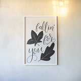 Fallin For You BW by Becky Thorns. shown as a paper print in a white frame. Available as a archival giclee rolled canvas, fine art paper, or poster print. SKU 61423h.