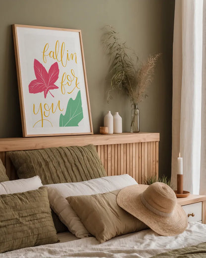 Fallin For You Bright by Becky Thorns. shown as a paper print in a natural frame. Available as a archival giclee rolled canvas, fine art paper, or poster print. SKU 65036h.