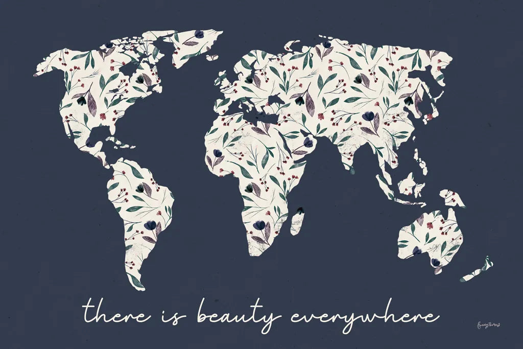 Floral Mapped Out by Becky Thorns. SKU 68525i. Archival Giclee Fine art print for wall decor.