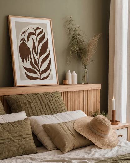 Floral Simplicity I by Becky Thorns. shown as a paper print in a natural frame. Available as a archival giclee rolled canvas, fine art paper, or poster print. SKU 92144h.