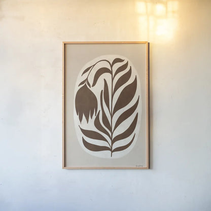 Floral Simplicity I by Becky Thorns. shown as a paper print in a natural frame. Available as a archival giclee rolled canvas, fine art paper, or poster print. SKU 92144h.