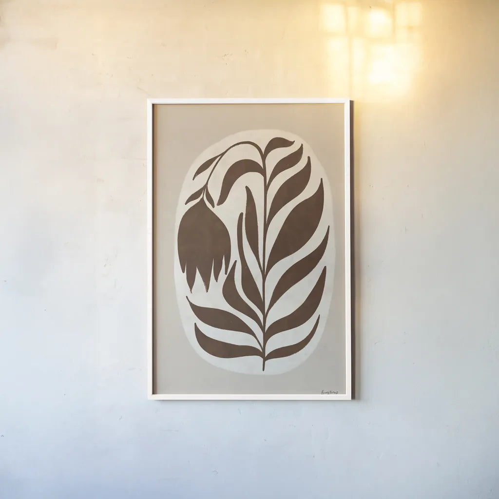 Floral Simplicity I by Becky Thorns. shown as a paper print in a white frame. Available as a archival giclee rolled canvas, fine art paper, or poster print. SKU 92144h.
