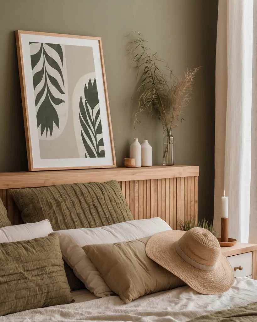 Floral Simplicity II by Becky Thorns. shown as a paper print in a natural frame. Available as a archival giclee rolled canvas, fine art paper, or poster print. SKU 92145h.