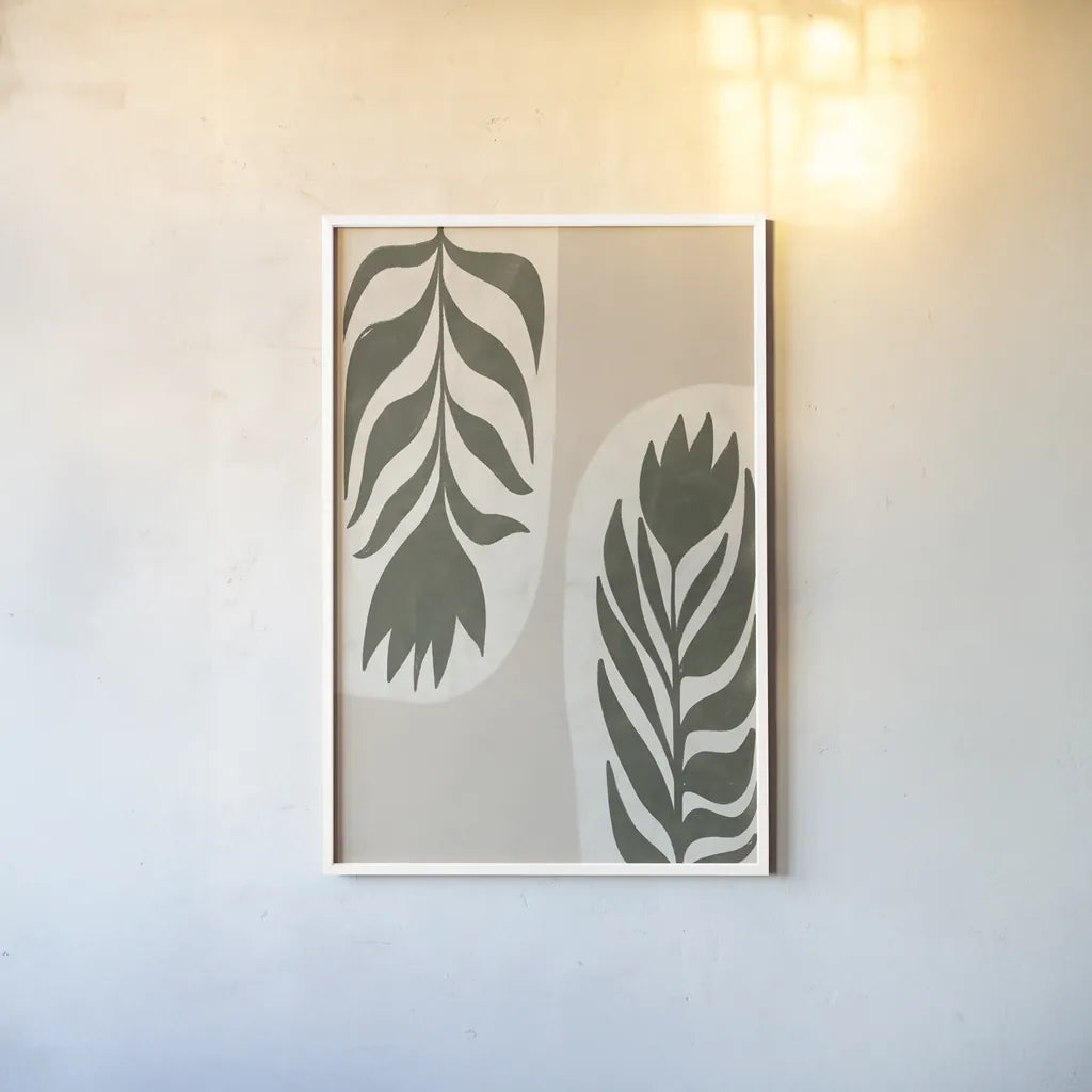 Floral Simplicity II by Becky Thorns. shown as a paper print in a white frame. Available as a archival giclee rolled canvas, fine art paper, or poster print. SKU 92145h.