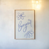 French Phrases II by Becky Thorns. shown as a paper print in a natural frame. Available as a archival giclee rolled canvas, fine art paper, or poster print. SKU 83385h.