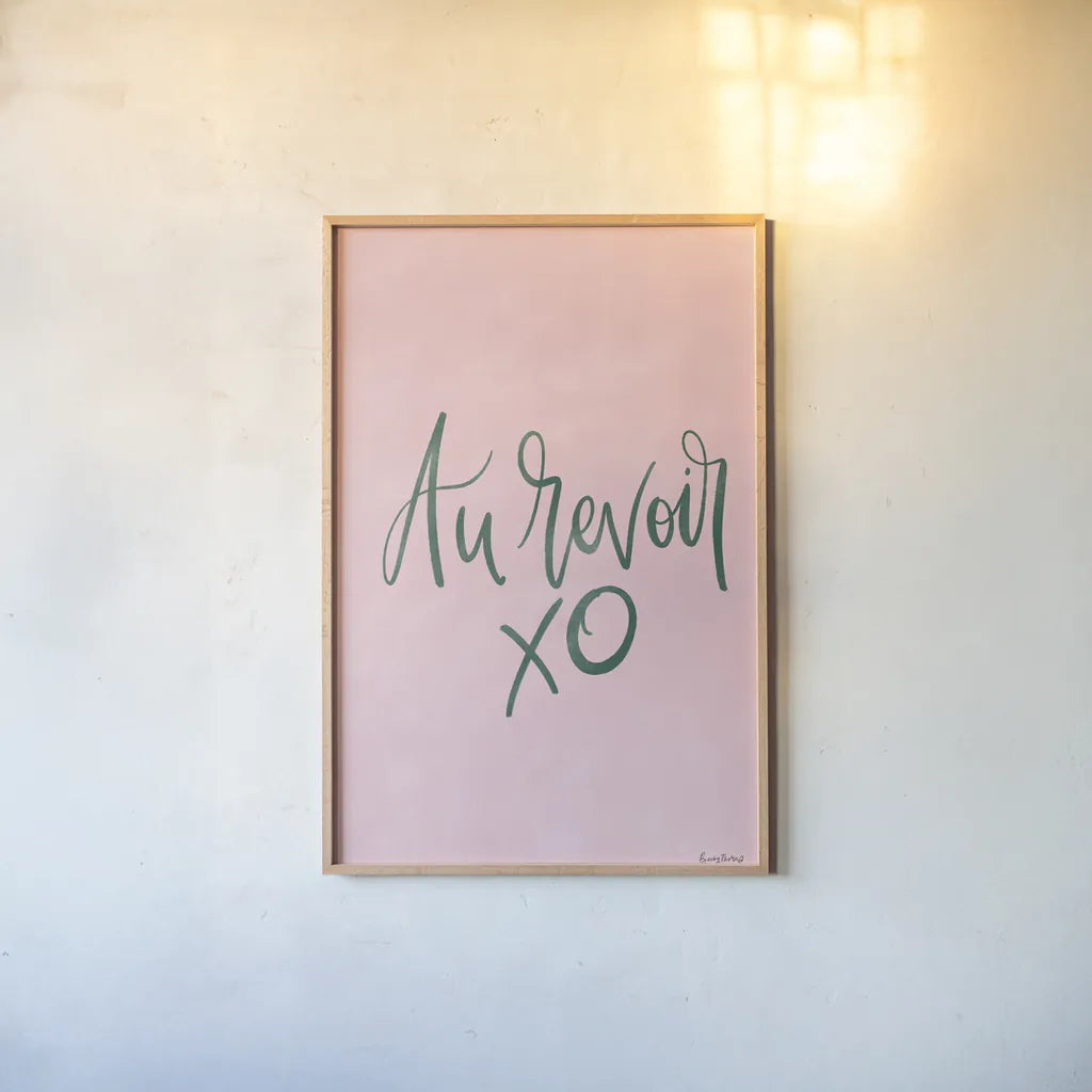 French Phrases III by Becky Thorns. shown as a paper print in a natural frame. Available as a archival giclee rolled canvas, fine art paper, or poster print. SKU 83386h.