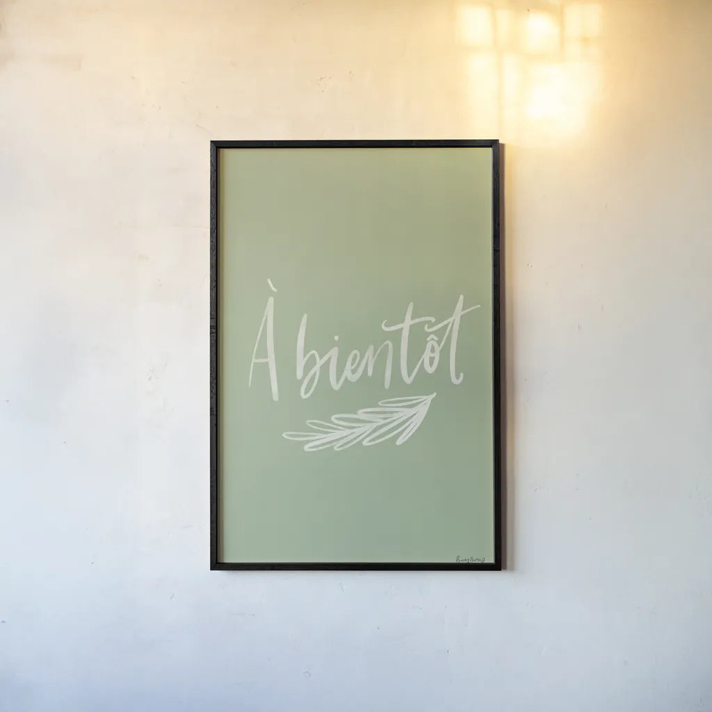 French Phrases IV by Becky Thorns. shown as a paper print in a black flame. Available as a archival giclee rolled canvas, fine art paper, or poster print. SKU 83387h.