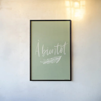 French Phrases IV by Becky Thorns. shown as a paper print in a black flame. Available as a archival giclee rolled canvas, fine art paper, or poster print. SKU 83387h.