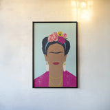 Frida Kahlo I by Becky Thorns. shown as a paper print in a black flame. Available as a archival giclee rolled canvas, fine art paper, or poster print. SKU 67919h.