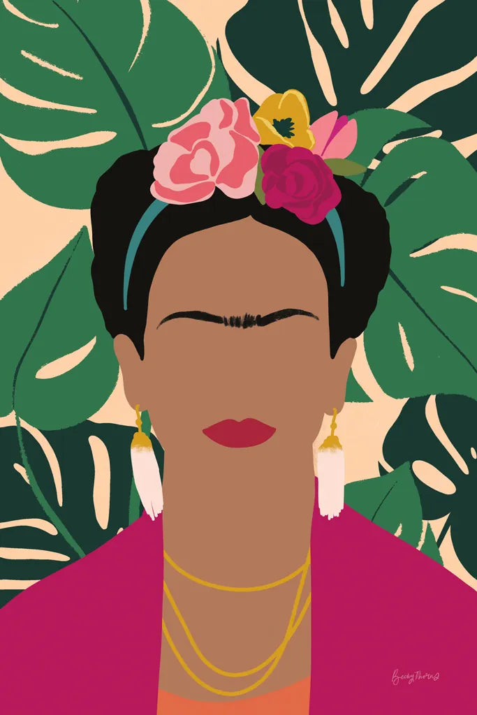 Frida Kahlo I Palms No Distress by Becky Thorns. SKU 71836h. Archival Giclee Fine art print for wall decor.