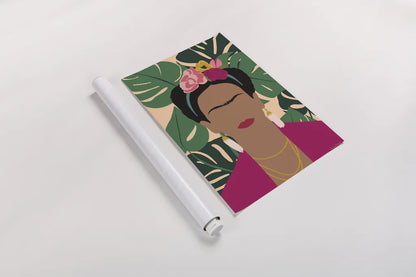 Frida Kahlo I Palms No Distress by Becky Thorns. shown as a rolled paper print. Available as archival giclee rolled canvas, fine art paper, or poster print. SKU 71836h.